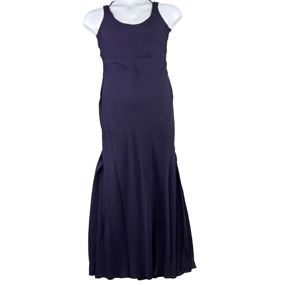 Zum Zum Vintage 7 / 8 Maxi‎ Deep Purple Evening Dress Gown Strappy Back 90"s Y2k